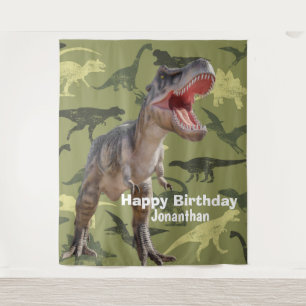 Tenture Dinosaures T Rex motif Jurassique toile de fond