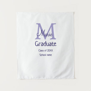 Tenture Diplômé ajouter nom monogramme violet simple minim