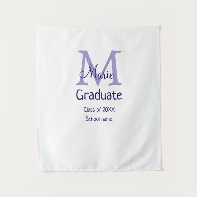 Tenture Diplômé ajouter nom monogramme violet simple minim (Devant)