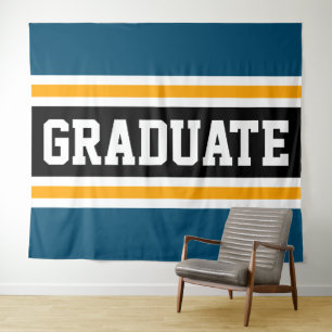 Tenture Diplômé Athlétique Bleu sarcelle Noir Orange Rayur