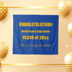 Tenture Diplôme aux couleurs de l'école bleu royal et or