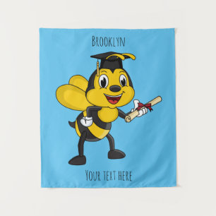Tenture Diplômé d'abeille de dessin animé heureux