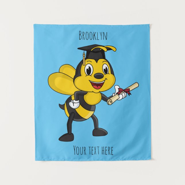 Tenture Diplômé d'abeille de dessin animé heureux (Devant)