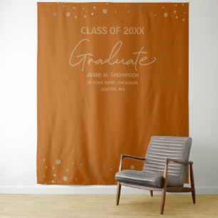 Tenture Diplôme moderne de fin d'études Orange Or diplômé