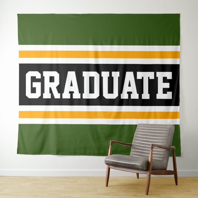 Tenture Diplômé Vert Collegial Noir Orange Rayures (En situation (horizontale))