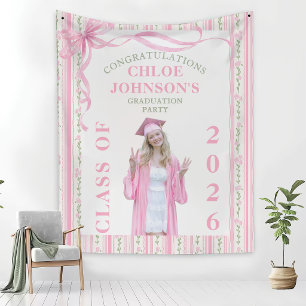 Tenture Diplômée florale à ruban rose