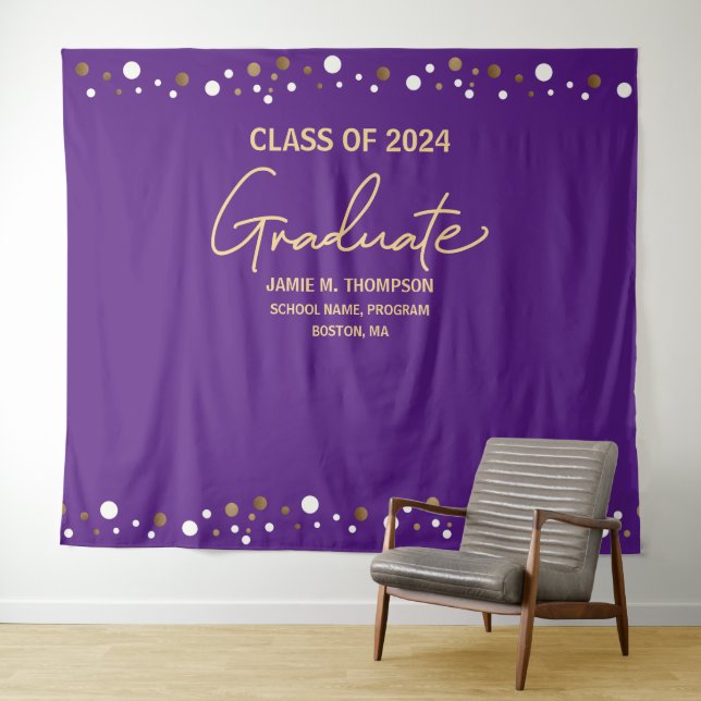 Tenture Diplômés de la promotion 2024 avec un fond violet  (En situation (horizontale))