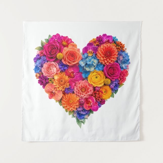 Tenture Disposition florale en forme de cœur vibrant de be (Devant)