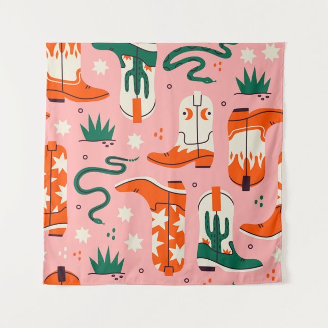 Tenture Divers motif bottes de cowboy (Devant)