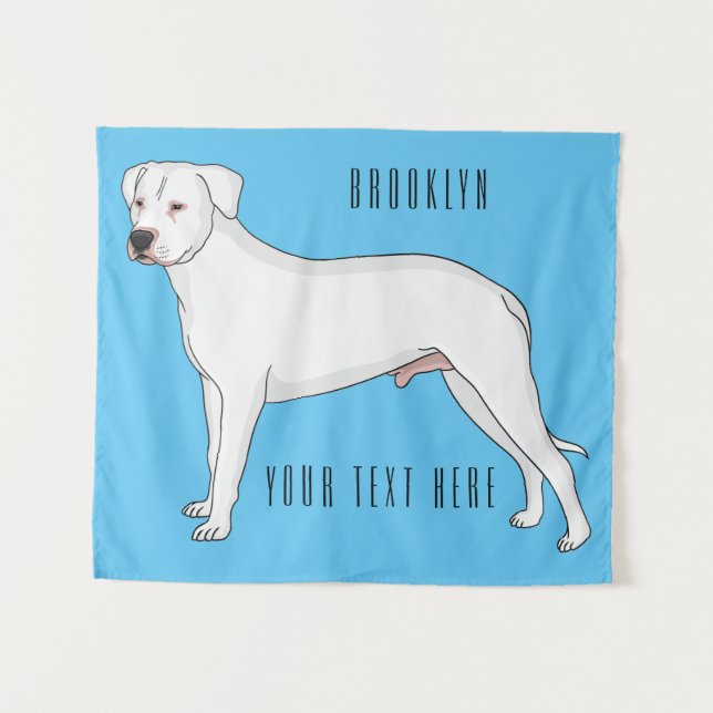 Tenture Dogo argentino dessin animé pour chien (Devant (Horizontal))