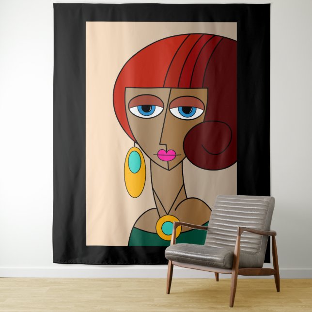 Tenture Dollup Redhead Femmes Beau Cubisme (En situation)