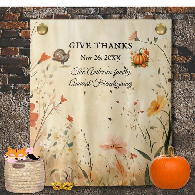 Tenture Donner Merci Friendsgiving Party Picture Backdrop (Créateur téléchargé)