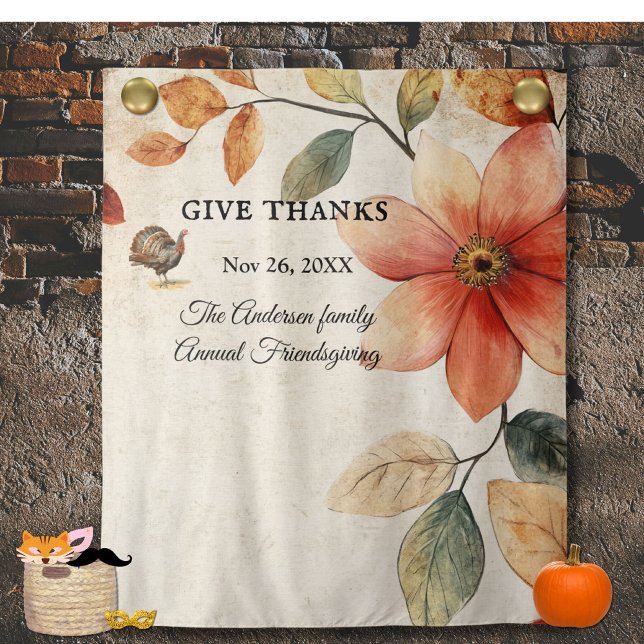 Tenture Donnez Merci Floral Friendsgiving Picture Backdrop (Créateur téléchargé)