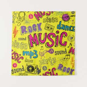 Tenture Doodles de musique Sketchy Arrière - plan sans cou