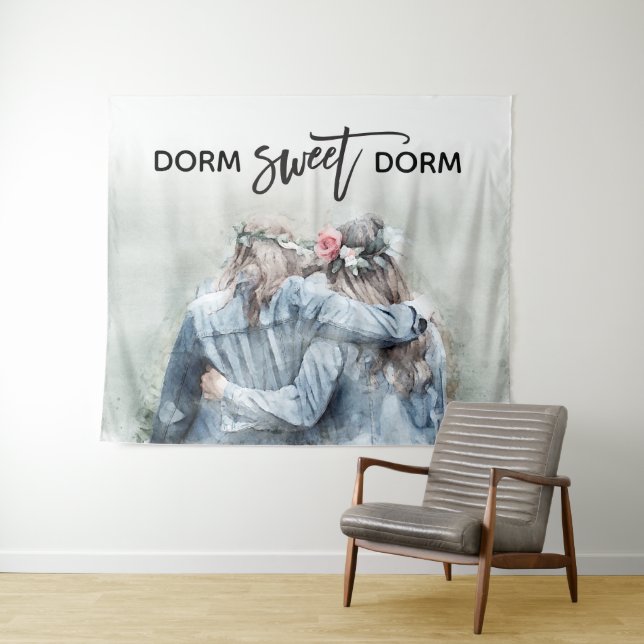 Tenture Dorm Sweet Dorm College Chambre Mates Mur pendage (En situation (horizontale))