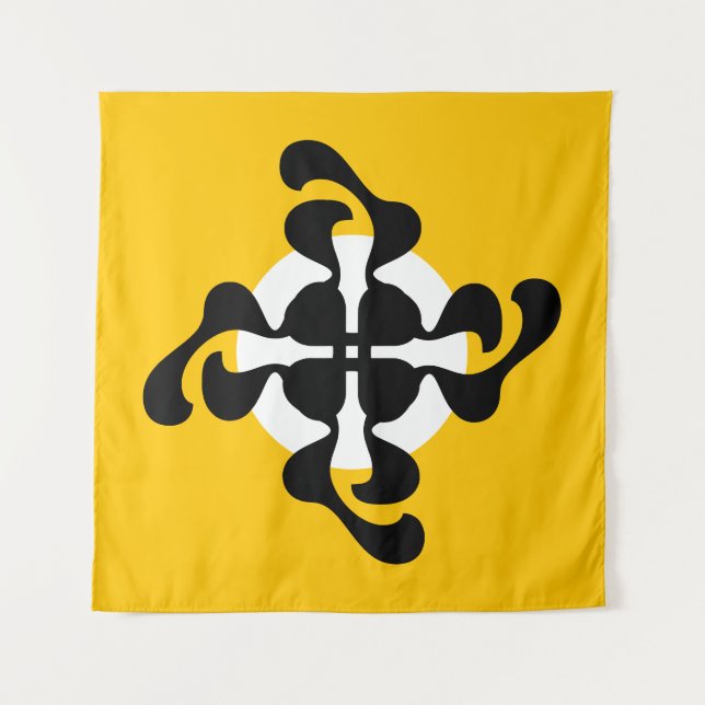 Tenture Double foncé Q en miroir jaune moderne noir (Devant)