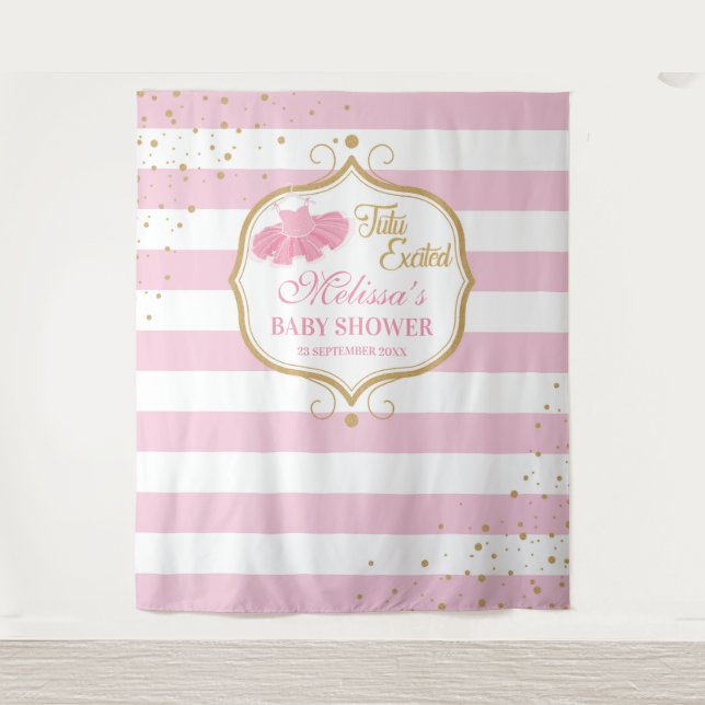 Tenture Douce baby shower tutu rose ballerine (Devant)