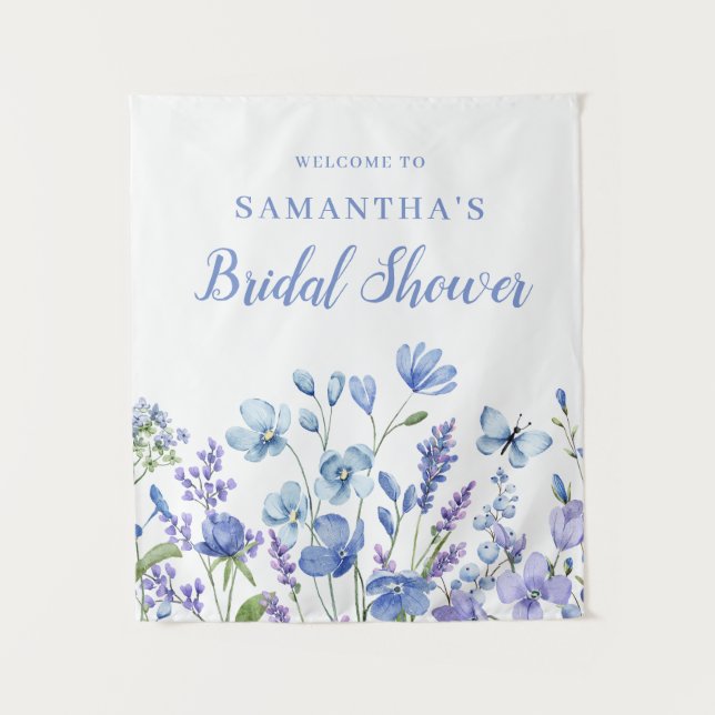 Tenture Douce Mariage Floral Bleu (Devant)