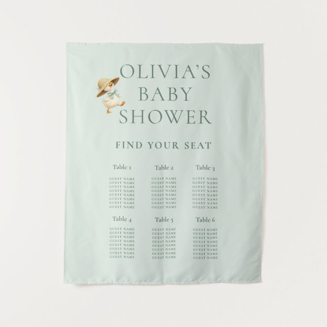 Tenture Douce Oie Ridicule 6 Plan de Table Baby Shower (Devant)