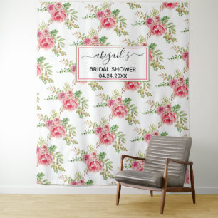 Tenture Douche nuptiale fleurie rose