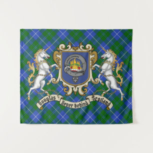 Tenture Douglas Clan Badge & Unicorns avec Tartan
