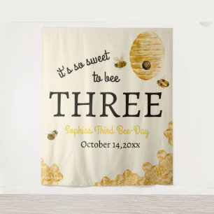 Tenture Doux à l'abeille Trois Troisième Anniversaire Abei