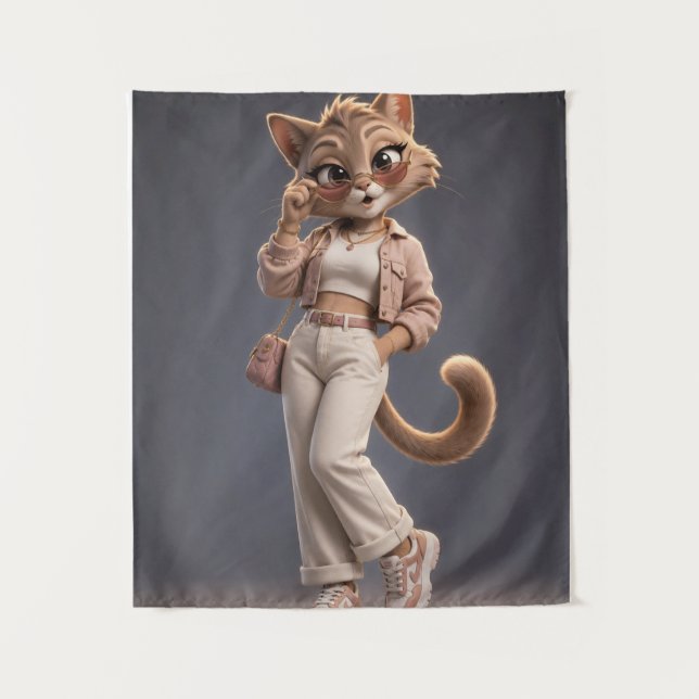 Tenture Doux Plaid en Molleton Chat Animé 3D pour Enfants  (Devant)