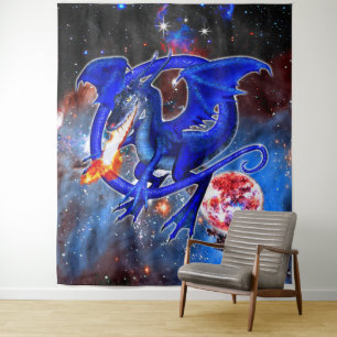 Tenture Dragon cosmique azurite