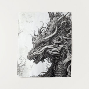 Tenture Dragon Legend Wild Nature Illustration Line Epic