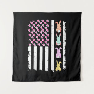 Tenture Drapeau américain avec lapin pour le jour de Pâque