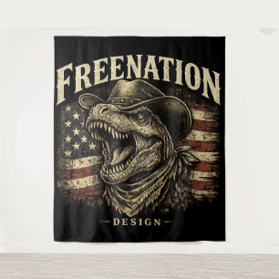 Tenture Drapeau américain Cowboy T-Rex vintage