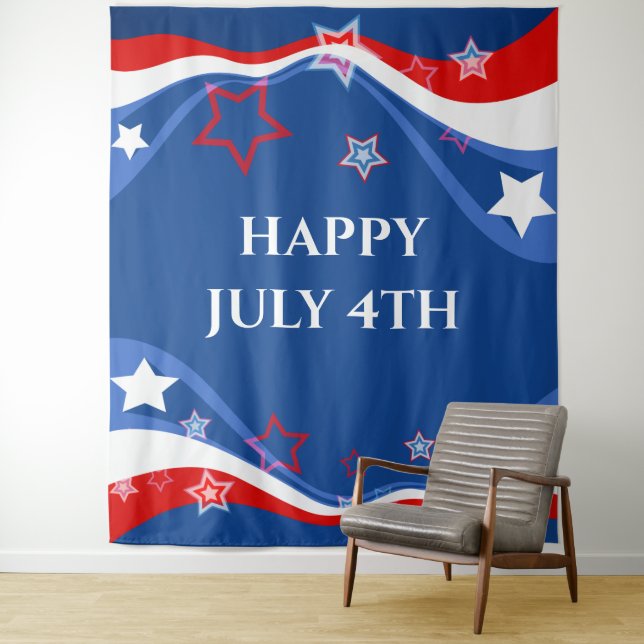 Tenture Drapeau américain design moderne (En situation)