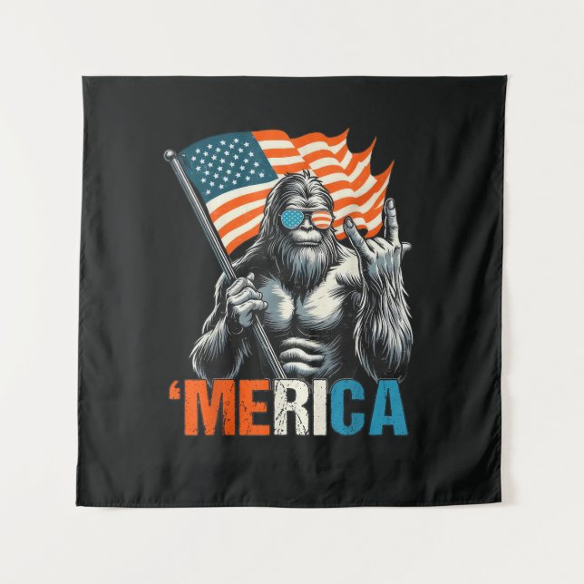 Tenture Drapeau Américain Rock Bigfoot Merica (Devant)