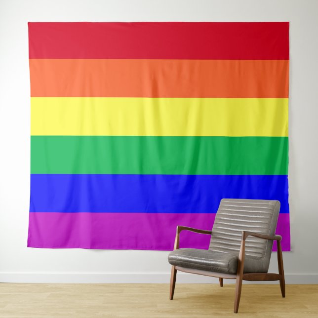 Tenture Drapeau arc-en-ciel LGBT Défilé Gay Pride Décorati (En situation (horizontale))