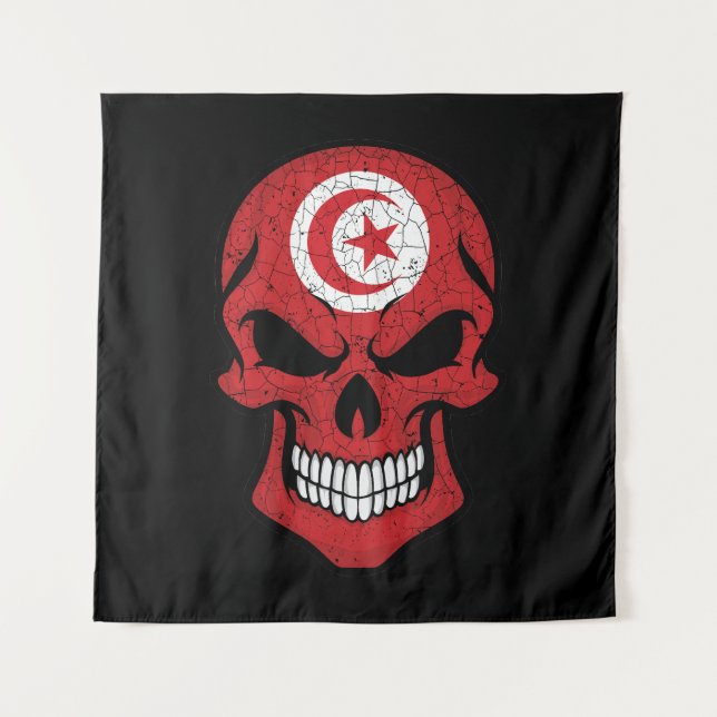 Tenture Drapeau crâne souriant de Tunisie (Devant)