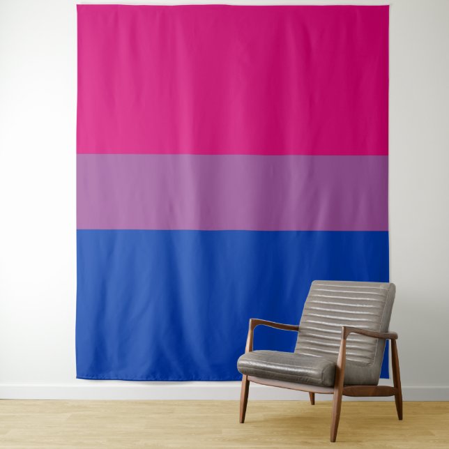 Tenture Drapeau de fierté bisexuel vertical (En situation)