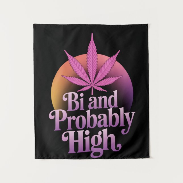 Tenture Drapeau de fierté bisexuelle Bi et probablement él (Devant)