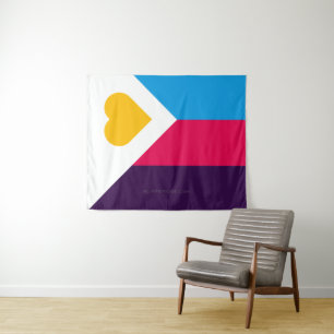 Tenture Drapeau de fierté de la polyamorie tricolore de Sl