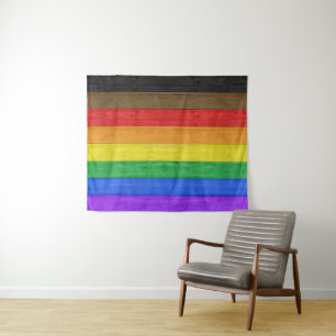 Tenture Drapeau de fierté gay inclusif de SlipperyJoe text