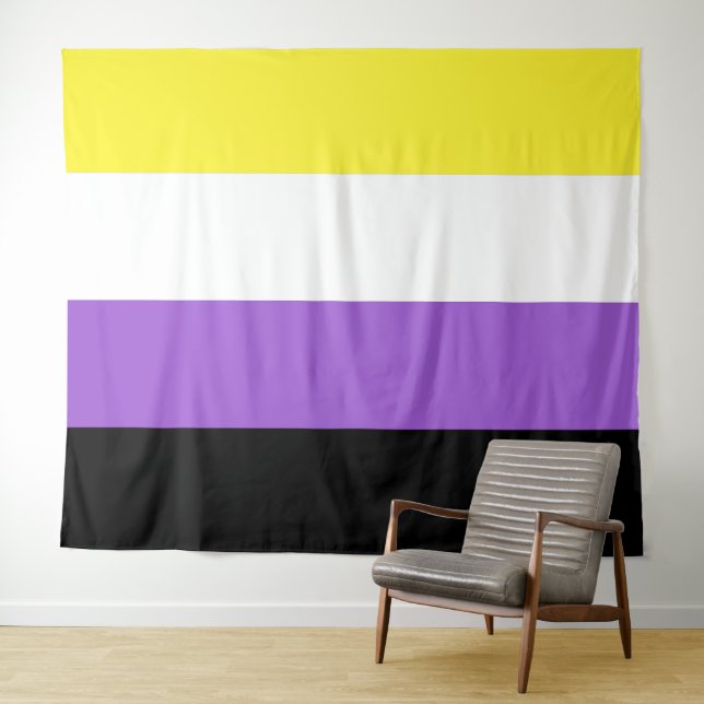 Tenture Drapeau de fierté non binaire horizontal (En situation (horizontale))