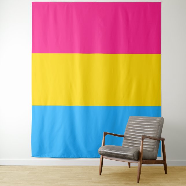 Tenture Drapeau de fierté pansexuelle vertical (En situation)