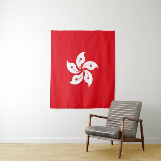 Tenture Drapeau de Hong Kong (En situation)