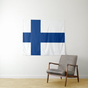 Tenture Drapeau de la Finlande Croix Bleue Suomi