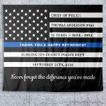 Tenture Drapeau de la ligne bleue mince personnalisée<br><div class="desc">Trait Bleu Mince Police Retraite Tapisserie - Etats-Unis Drapeau américain design en couleurs Police Drapeau, design moderne noir bleu. Cette tapisserie murale personnalisée de la police est parfaite pour célébrer votre agent d'application de la loi à la retraite, les décorations du parti de retraite de la police, les cadeaux de...</div>