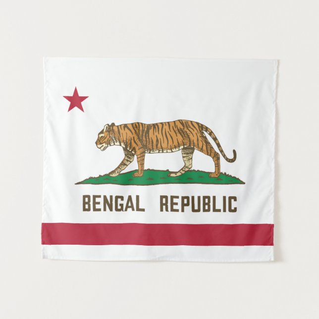 Tenture Drapeau de la République du Bengale de Tiger (Devant (Horizontal))
