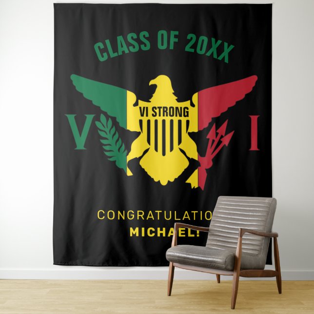 Tenture Drapeau des îles Vierges américaines, Classe de, R (En situation)