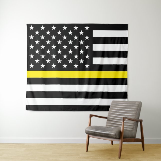 Tenture Drapeau des répartiteurs de la ligne jaune fine (En situation (horizontale))