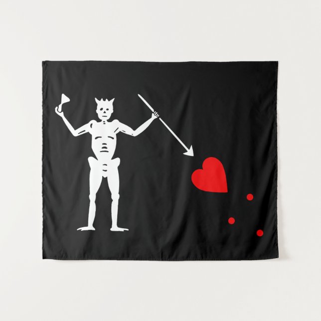Tenture Drapeau du Pirate de Barbe Noire (Devant (Horizontal))