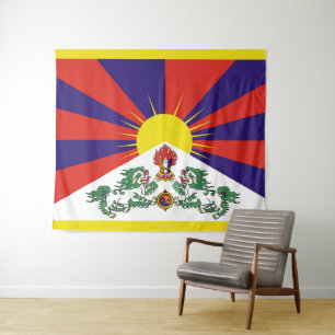 Tenture Drapeau du Tibet - Drapeau du lion des neiges