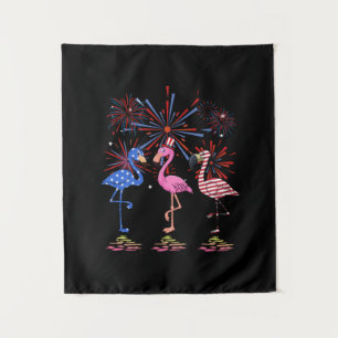 Tenture Drapeau Flamant rose américain pour le 4 juillet